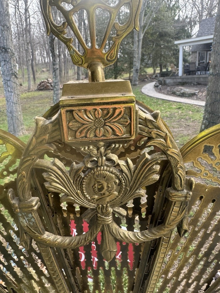 Vintage Peacock Fireplace Screen Folding Fan *read