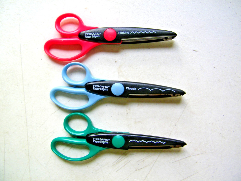 3 Fiskars Paper Edger Scissors Clouds, Pinking & Ripple