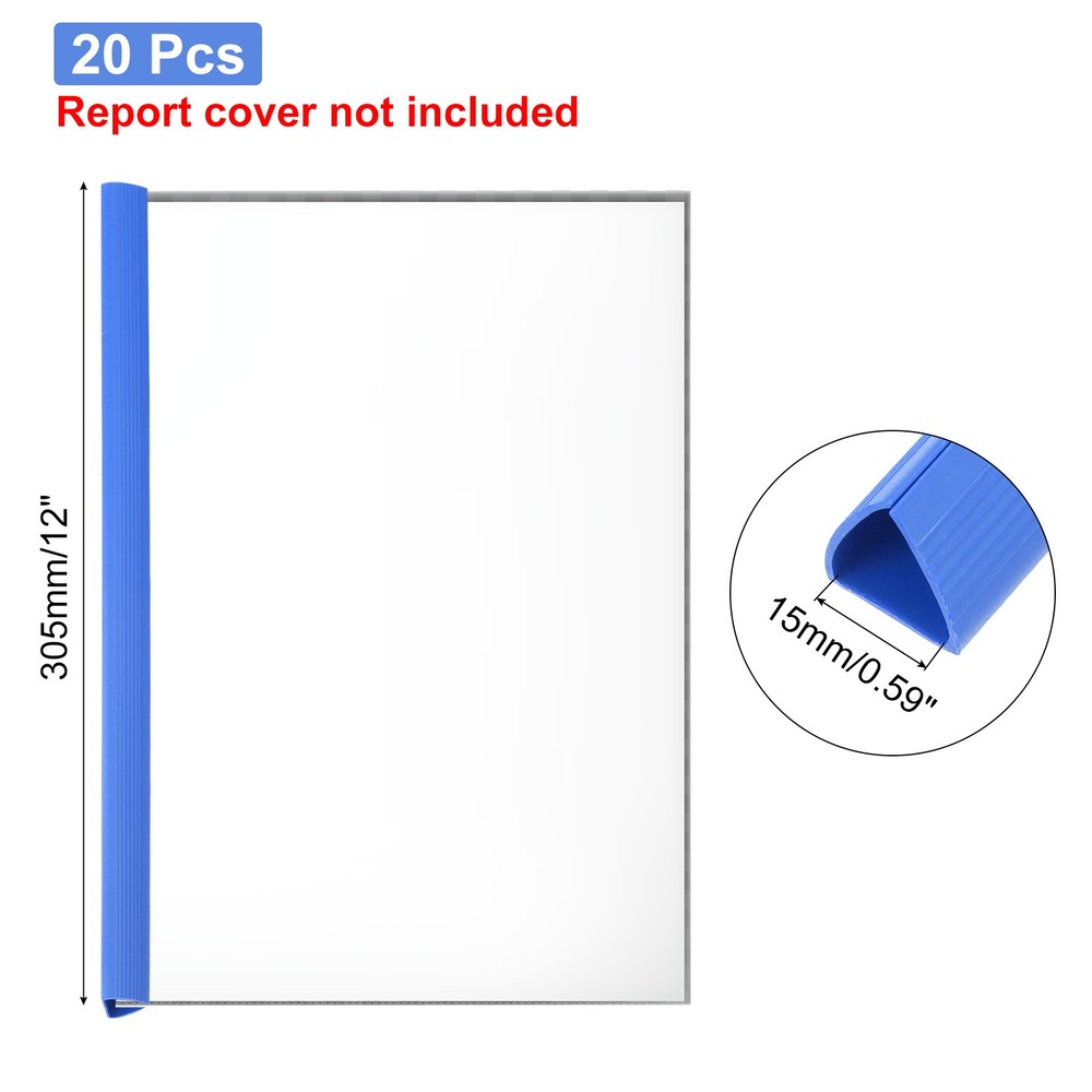 20Pcs Binding Bars, 15mm Binding Bars Slide Grip, Blue
