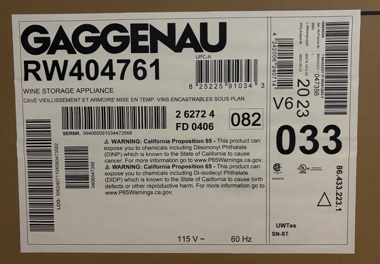 Gaggenau RW404761 24" Right Hinge Dual Zone Wine Cooler - Stainless / Glass