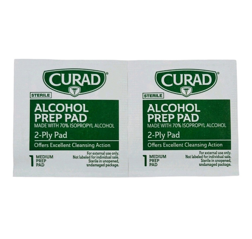 200 Count Curad Medium Alcohol Prep Pads, Individually Sealed