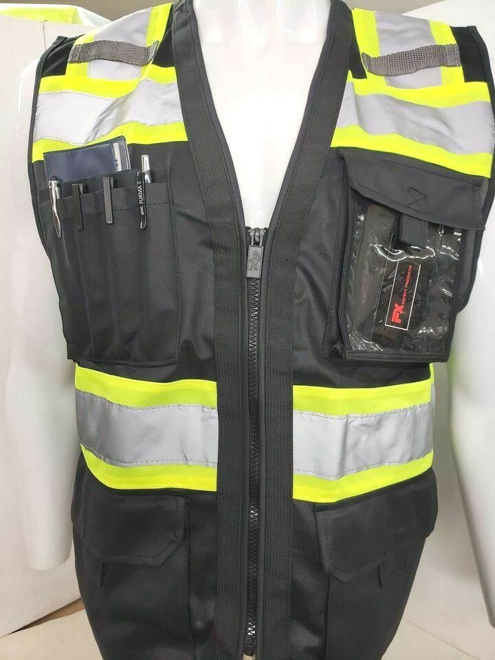 HIGH VISIBILITY  BLACK SERIES Safety Vest Solid Front Mesh Back