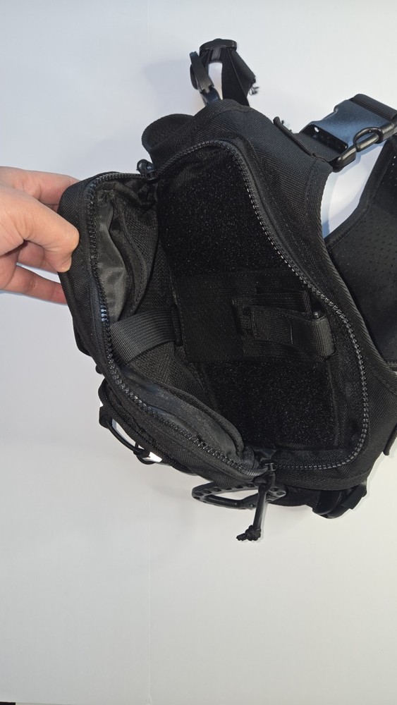 Black Tactical Chest Rig Nylon Mesh Adjustable Multiple Pockets-LarkO (COD086)