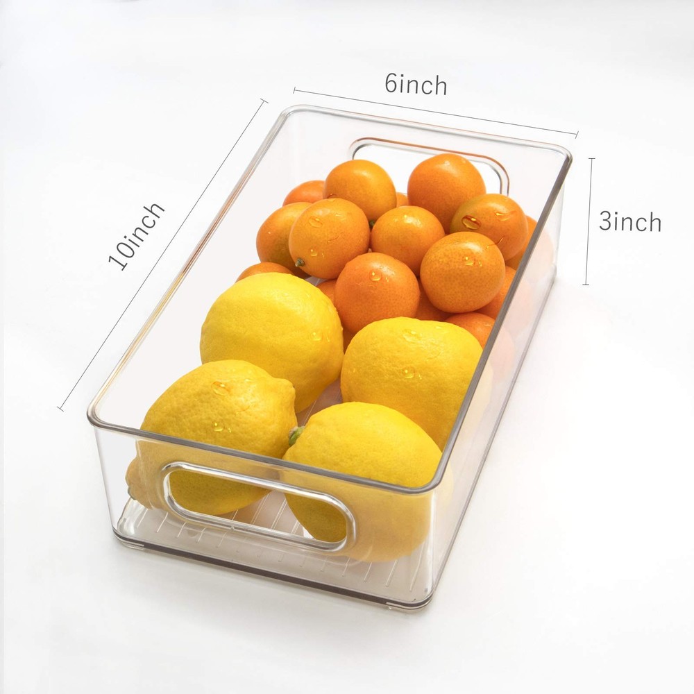 Stackable Refrigerator Organizer Bins - 6 Pack Clear Kitchen Containers