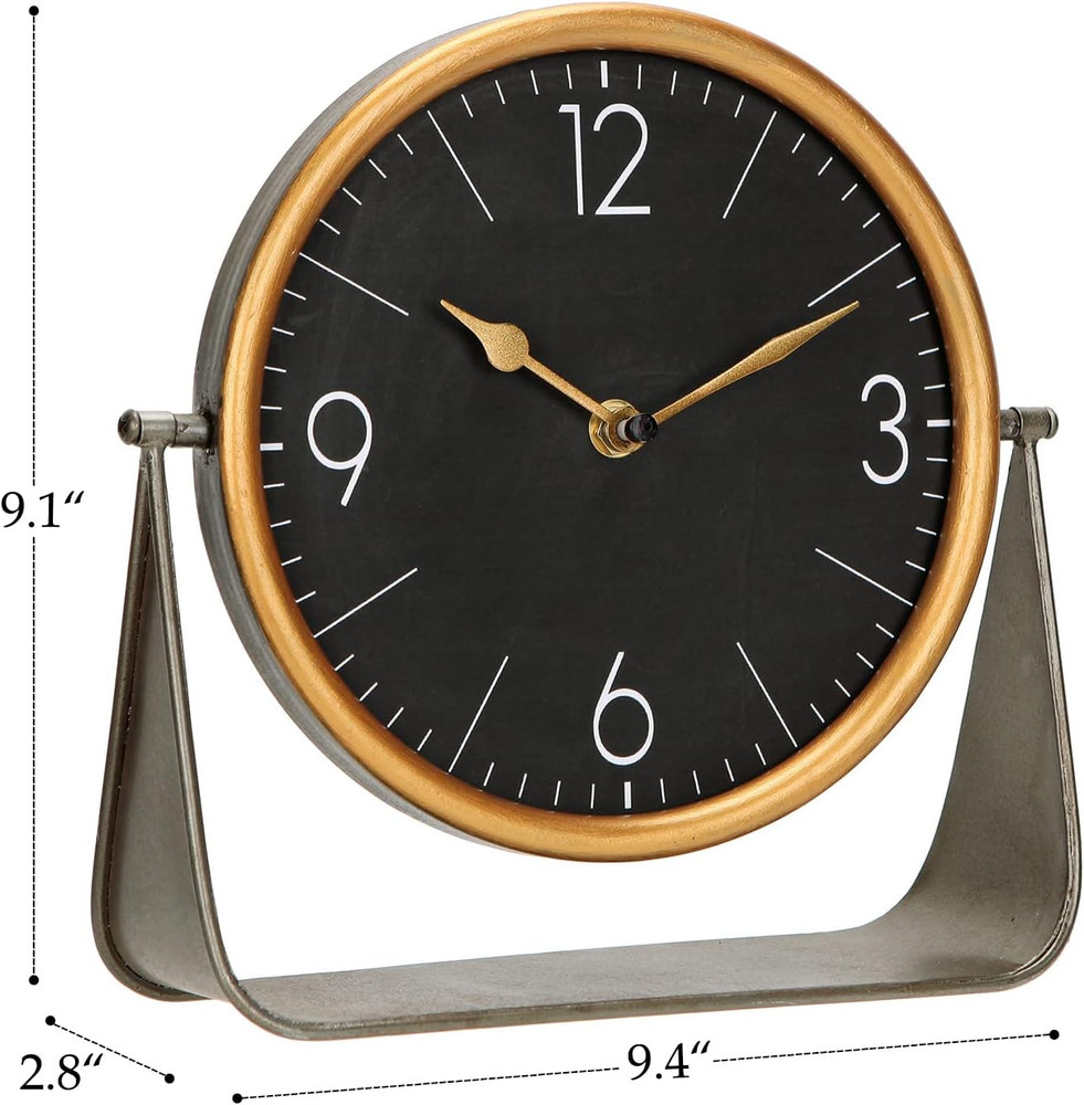 Modern Table Clock, Large Desk Clock with Simple Design, Metal Tabletop Clock Si