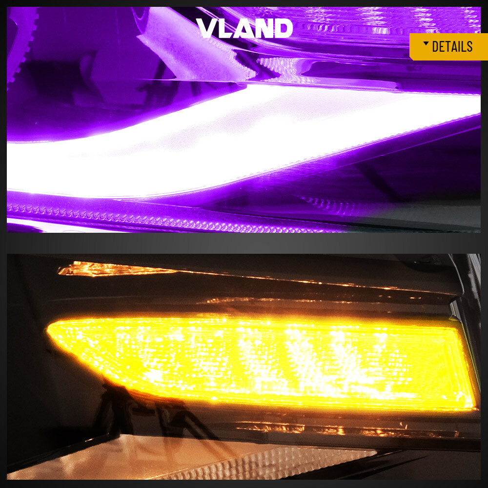 2*Projector Lens LED Headlights For 2014 2015 Chevrolet Camaro LS LT SS RGB DRL