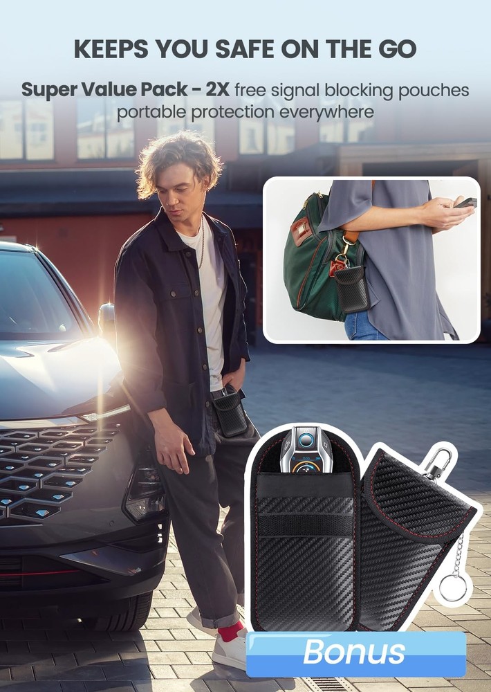 Samfolk Faraday Box with Bags for Car Keys, Key Medium, Black