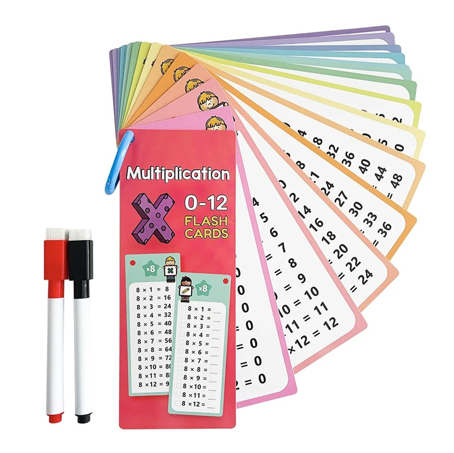 0-12 Multiplication Chart Cards Self Check Math Learning Montessori Tool