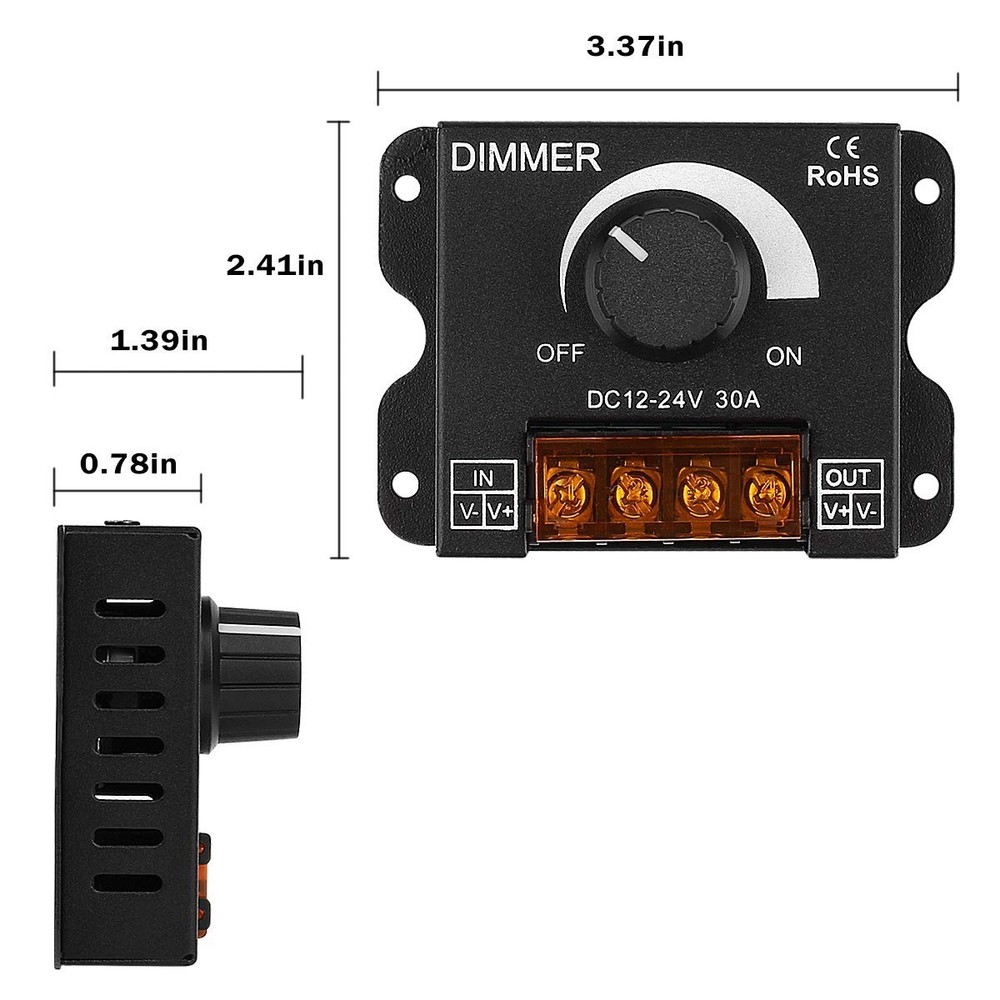 Compact 0%-100% LED Light Strip Dimming Controller for Custom Lighting Solutions