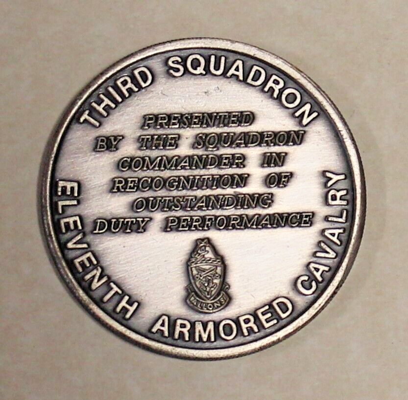 Commander 11th Armored Cavalry 3rd Squadron Army Challenge Coin