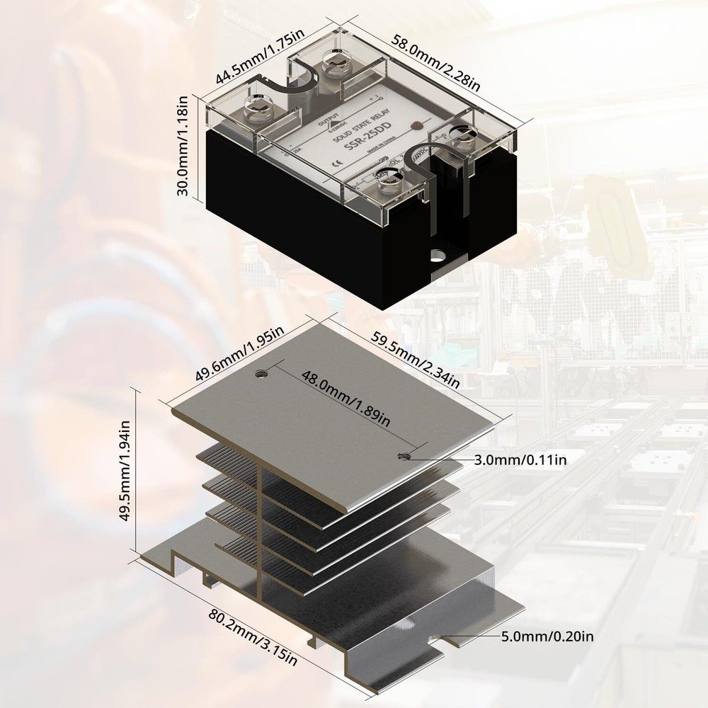 SSR-25DD Single Phase Solid State Relay Module DC to DC Input 3-32VDC to Outp...