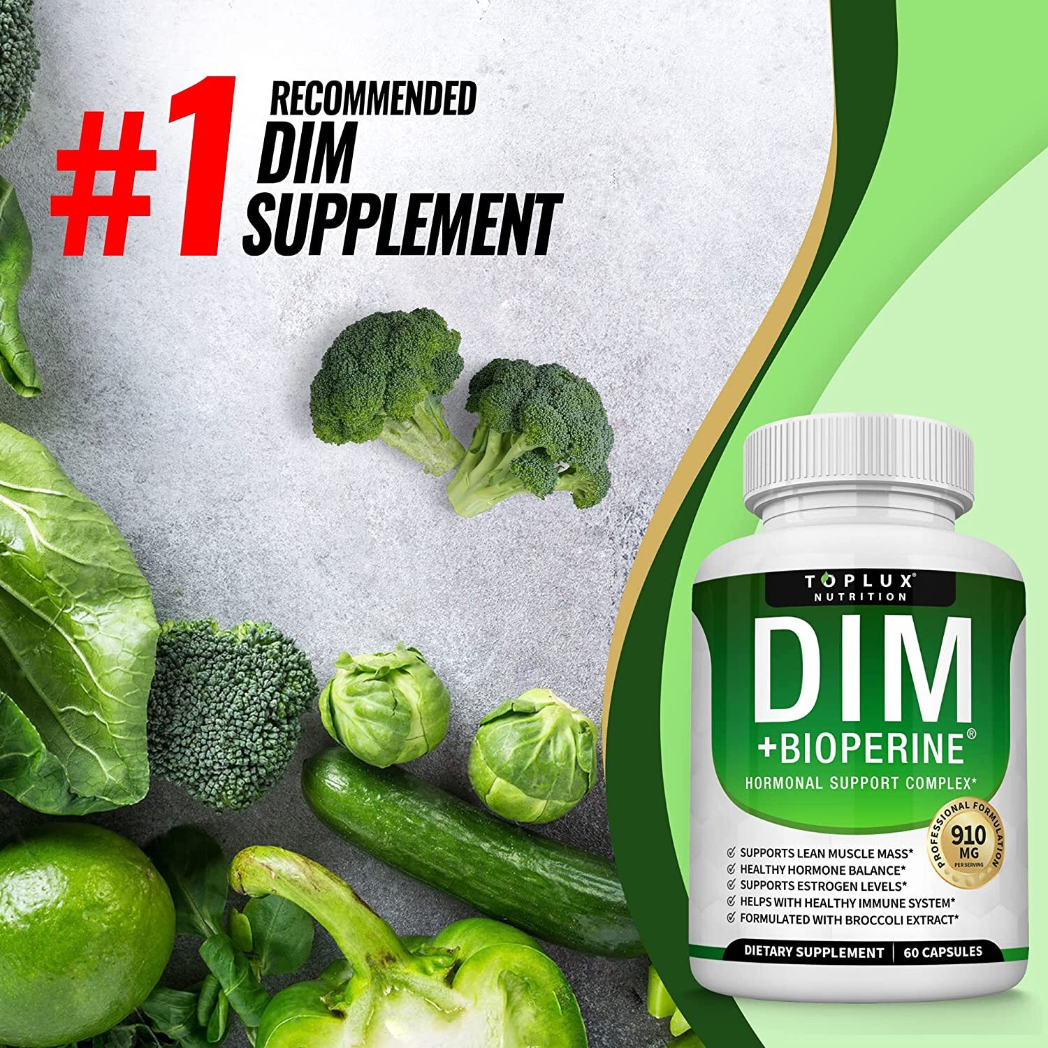 DIM Supplement 910 MG BioPerine for Menopause, PCOS, Estrogen Metabolism&Balance