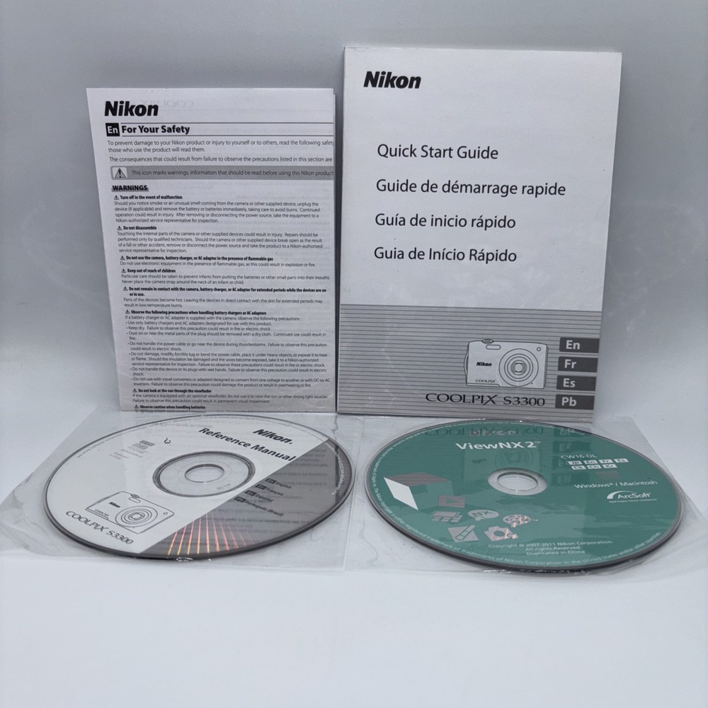NIKON COOLPIX S3300 DIGITAL CAMERA REFERENCE  DISC & ViewNX2 DISC Plus More