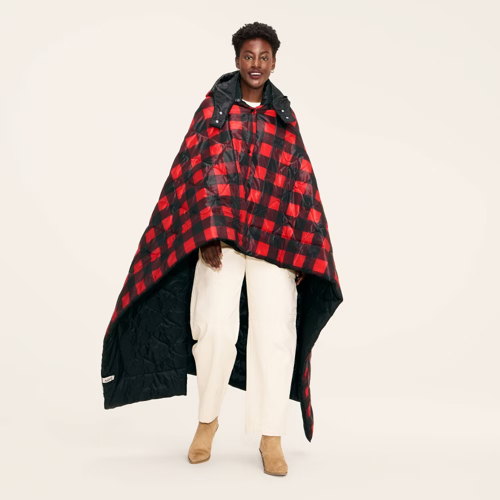 72"x54" Buffalo Check Outdoor Wearable Throw Red/Black - Woolrich