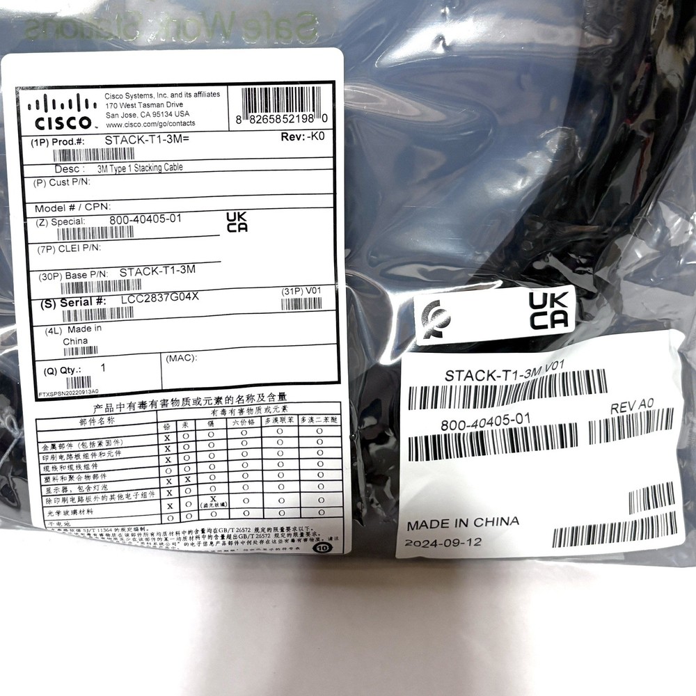 CISCO STACK-T1-3M 800-40405-01 STACKWISE 3M TYPE 1 STACKING CABLE - NEW