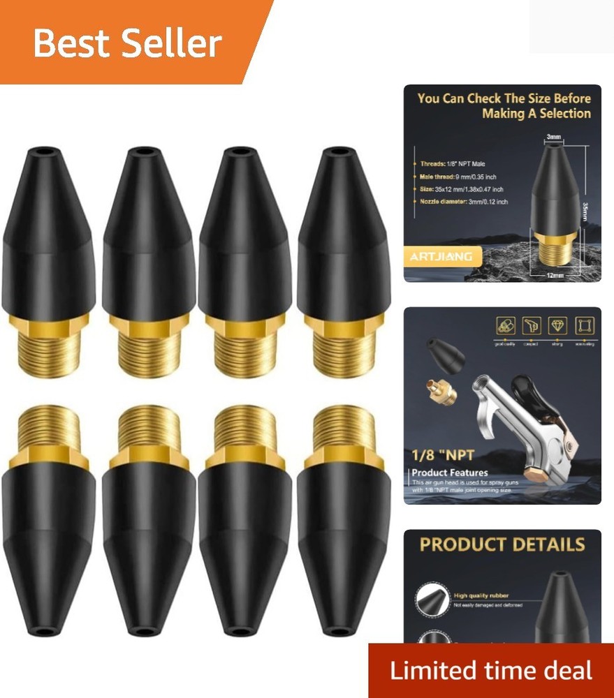 Quality 8PCS Black Air Tool Nozzle Tips - Efficient & Durable