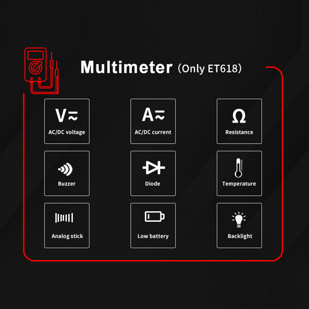 Multifunctional Network Cable Tester With LCD Display Multimeter Line Finder Red