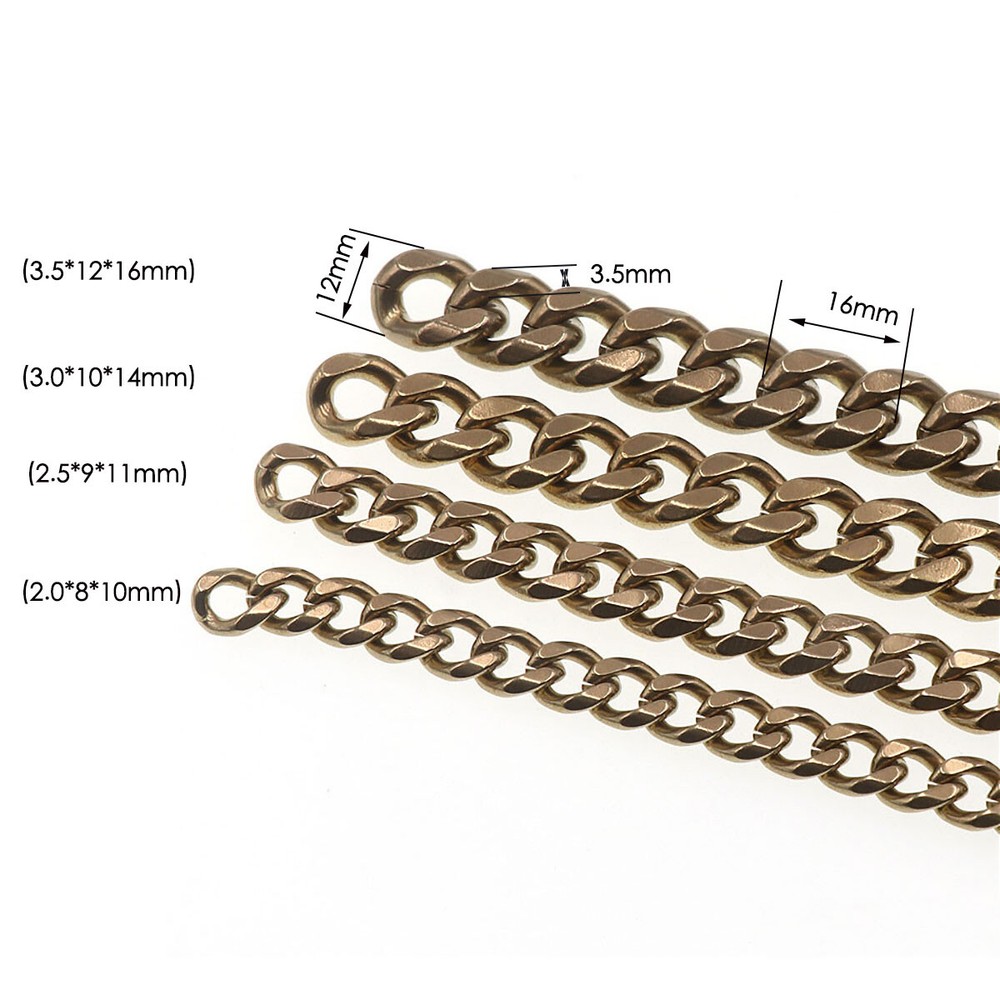 Solid Brass Flat Curb Chains Strap Handbag Purse replacement Accessories Key DIY