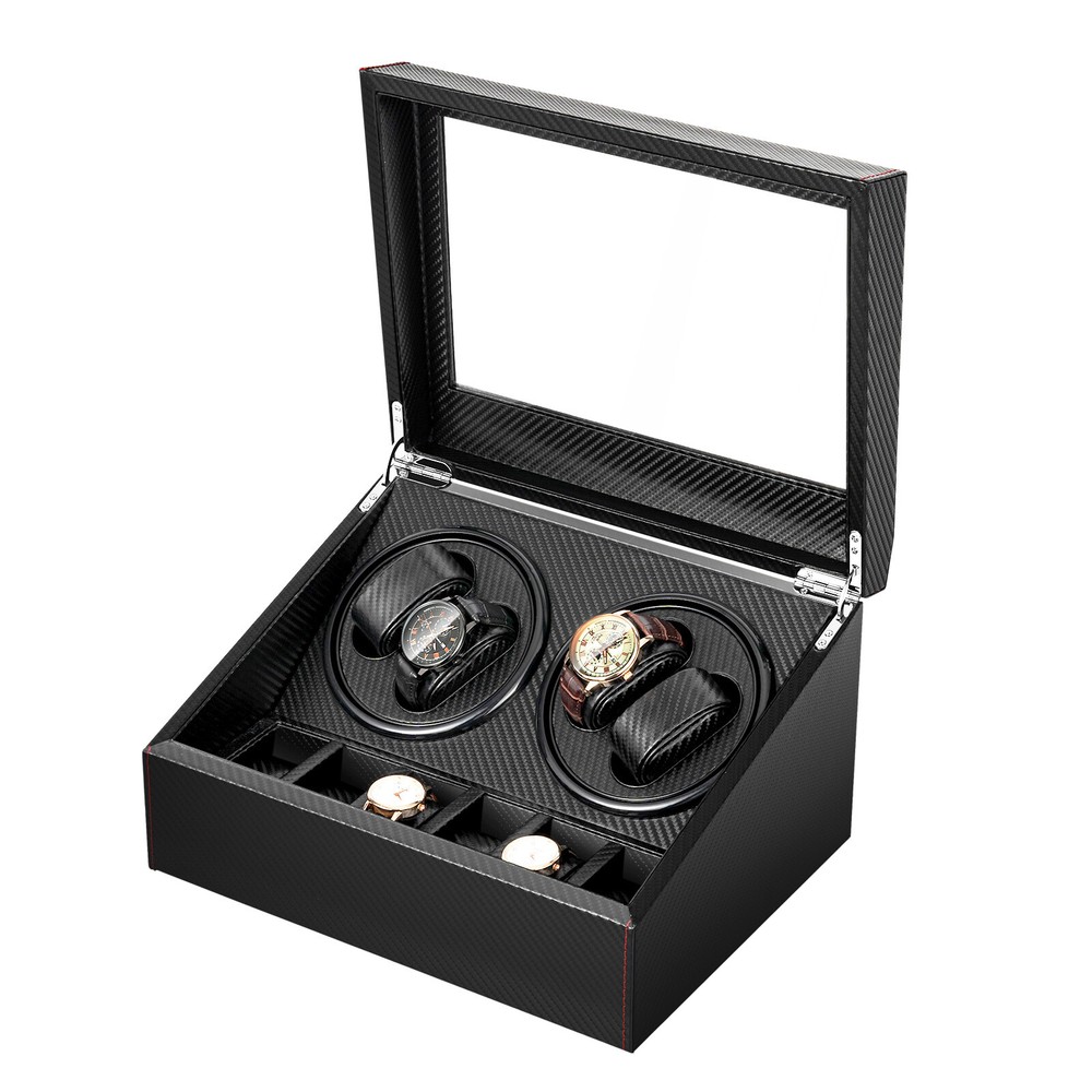 Automatic Rotation Wristwatch Display Box 4+6 Compartments Storage Case Self