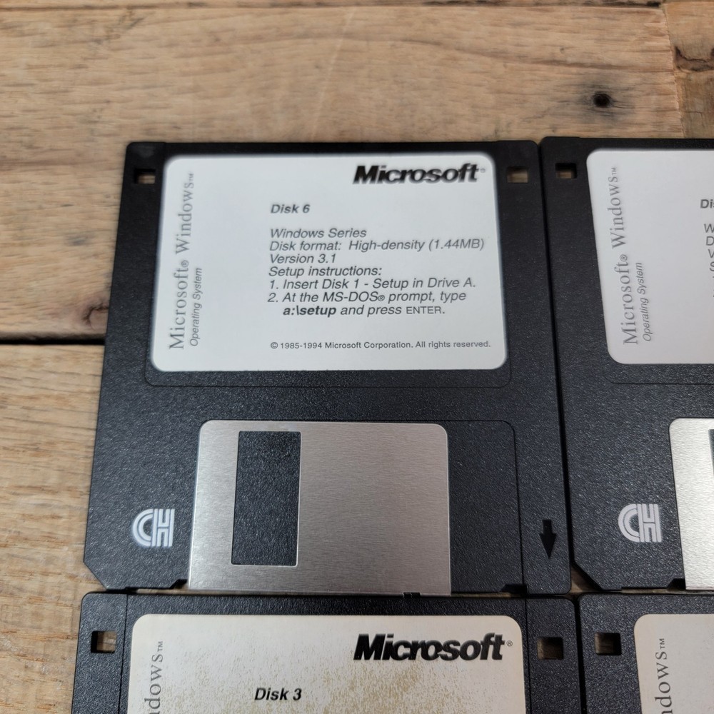 Microsoft Windows 3.1 Setup Disks (Complete 6-Disk Set, 3.5" Floppy, 1992)