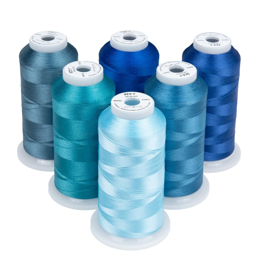 6 Spools Embroidery Thread Set, 3000 Yards 40WT 100% Polyester Trilobal Machi...