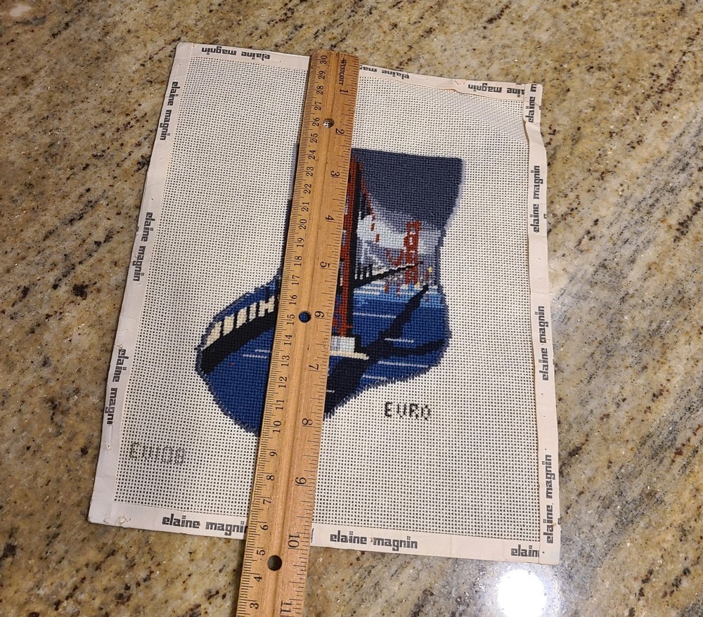 Vintage Golden Gate Bridge Needlepoint Stocking Shape