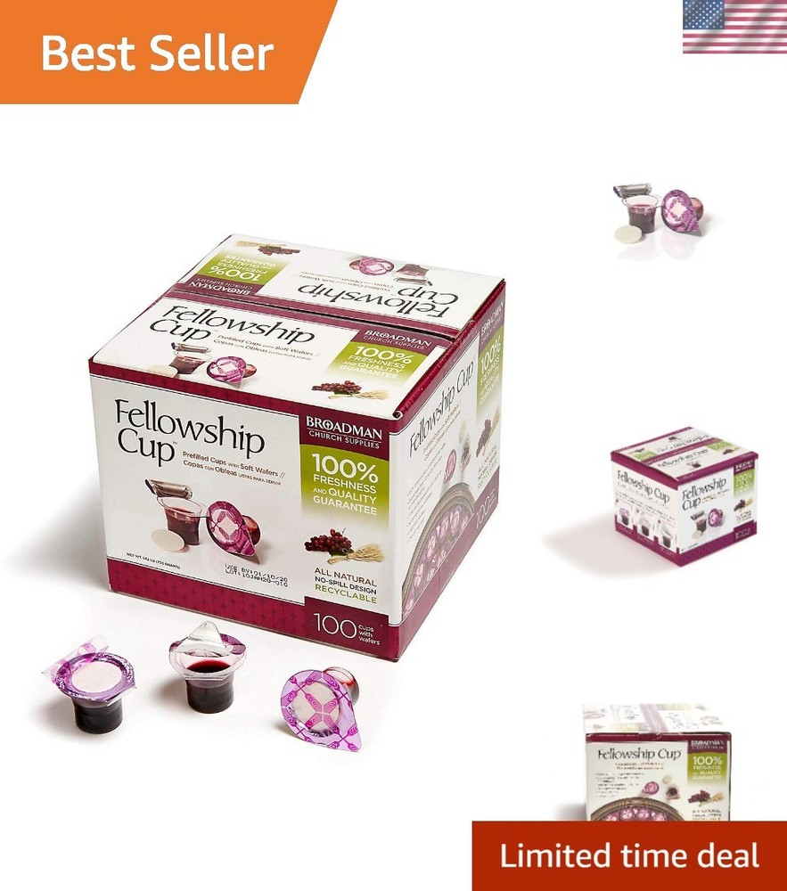 Pre-filled Communion Fellowship Cup, Juice and Wafer Set, 100 Count