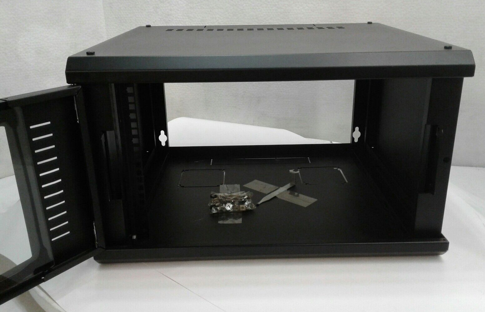 LinkedPro SR1906GFP 19" 6 Unit Rack Wall Mount Single Door Enclosure Matte Black
