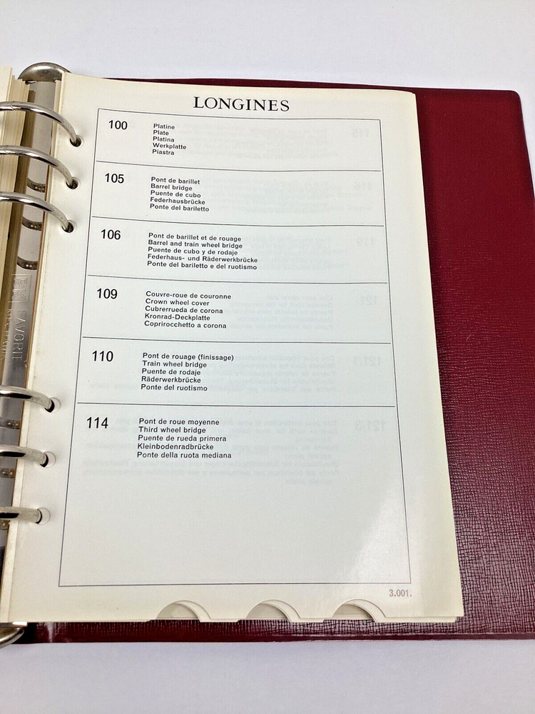 Longines #10 Technical Caliber Dictionary Parts Watch Technical Document