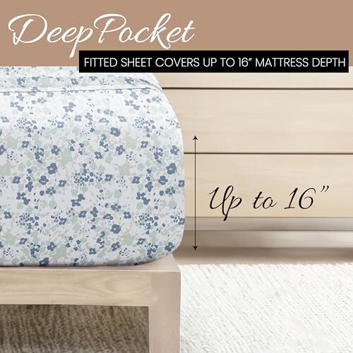 Queen Cooling Sheet Set 4 Piece - Deep Pocket Wrinkle-Free Bed Sheets