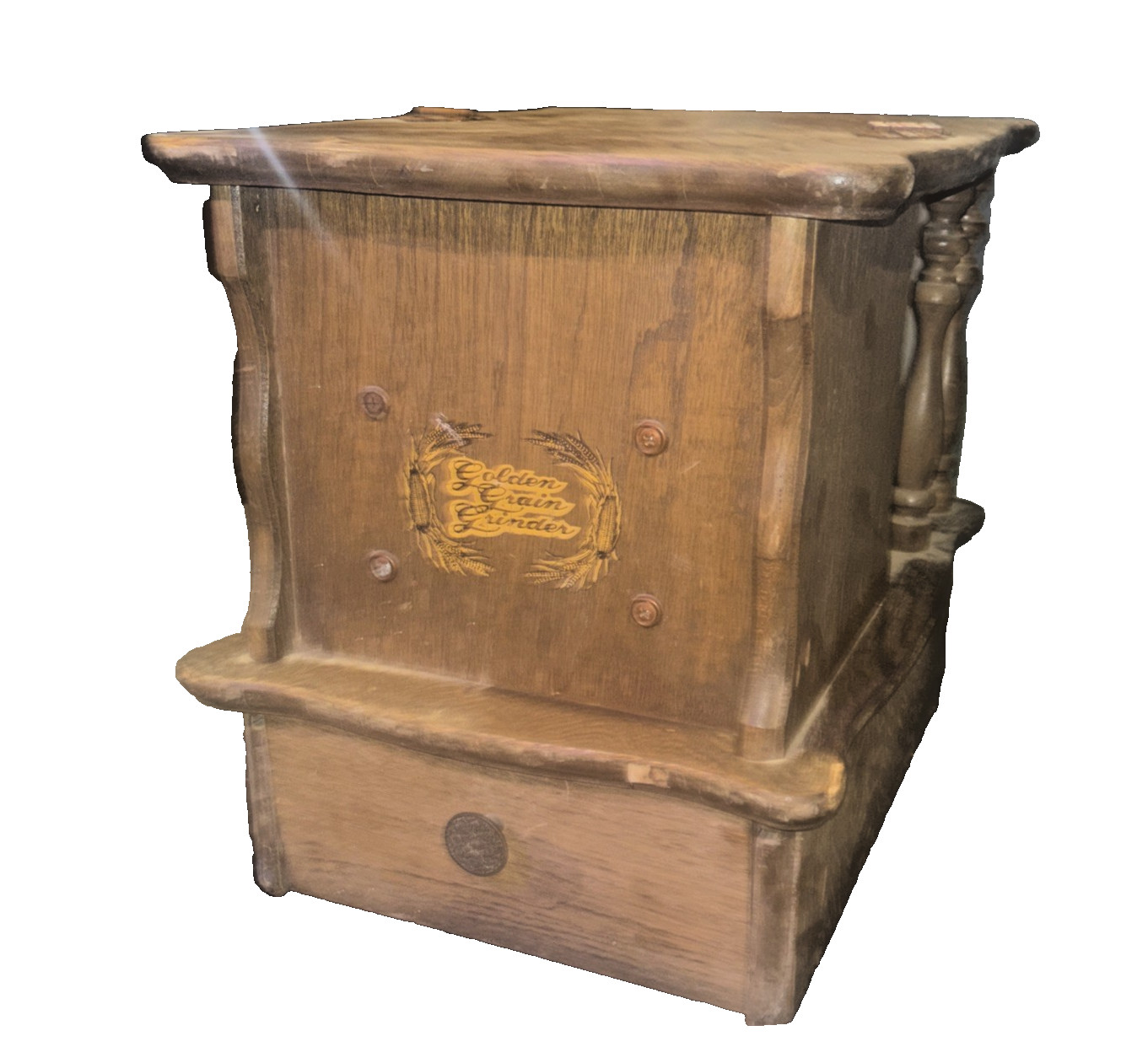 Golden Grain Grinder Wheat Grinder Dayton 3/4 HP Motor W/Wood Cabinet WORKS