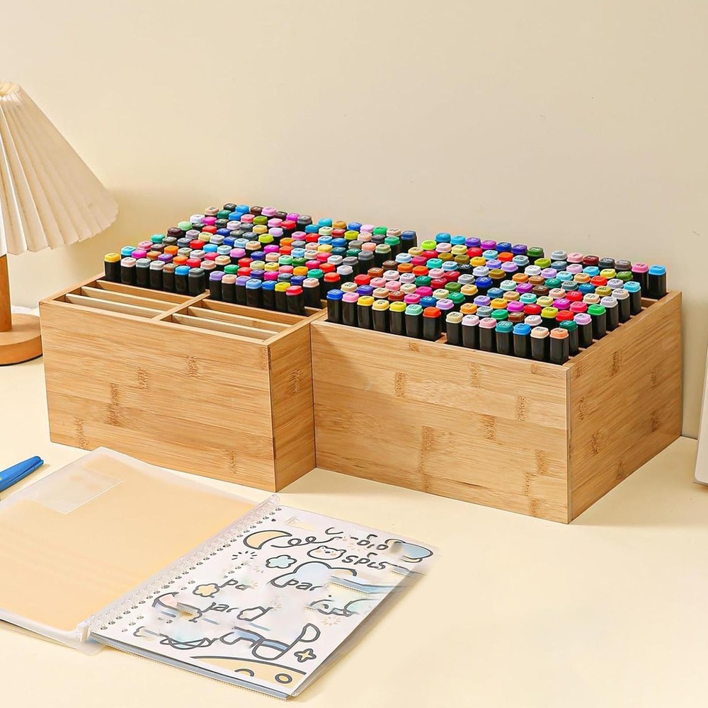 Bamboo Marker Organizer Desk Storage Organizer Storage Holder