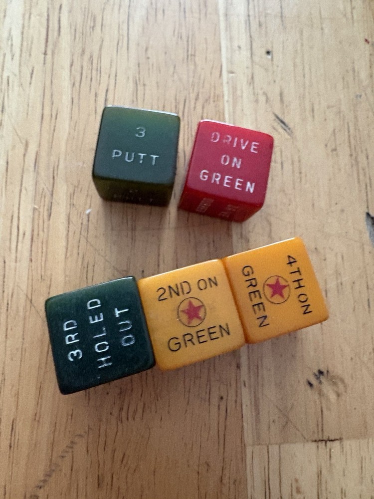 Vtg Galloping Golf Bakelite Dice Game Leather Case