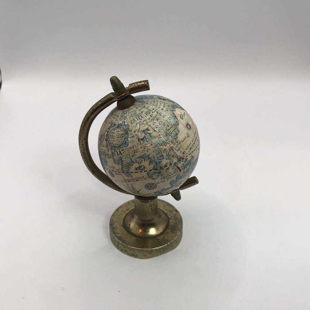 Vintage Mythological Earth World Globe Brass Base 4"