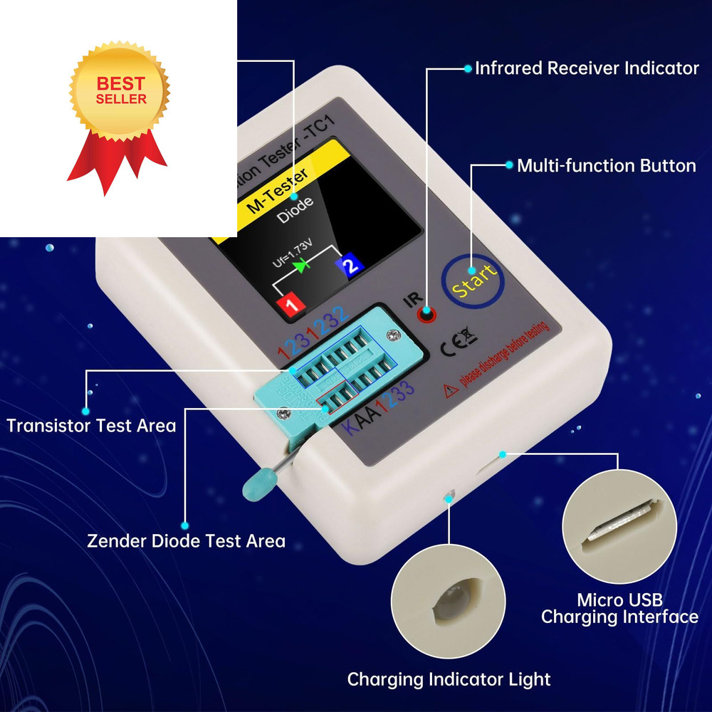 Transistor Tester FORIOT LCR Meter LCR-TC1 Multi-Function Compact