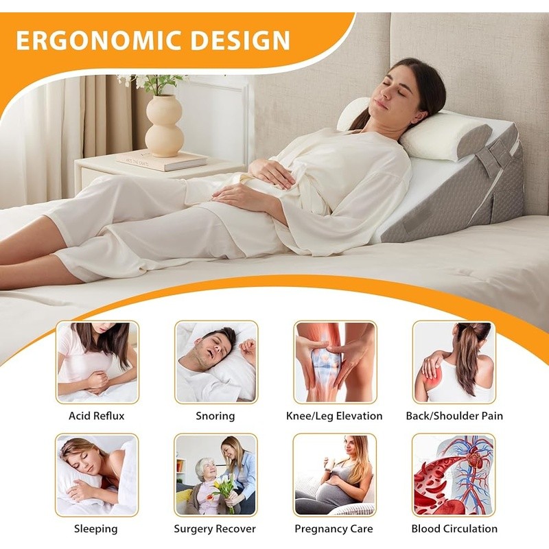 Multi-Functional Wedge Pillow Set Back Support Post Surgery Memory Foam New