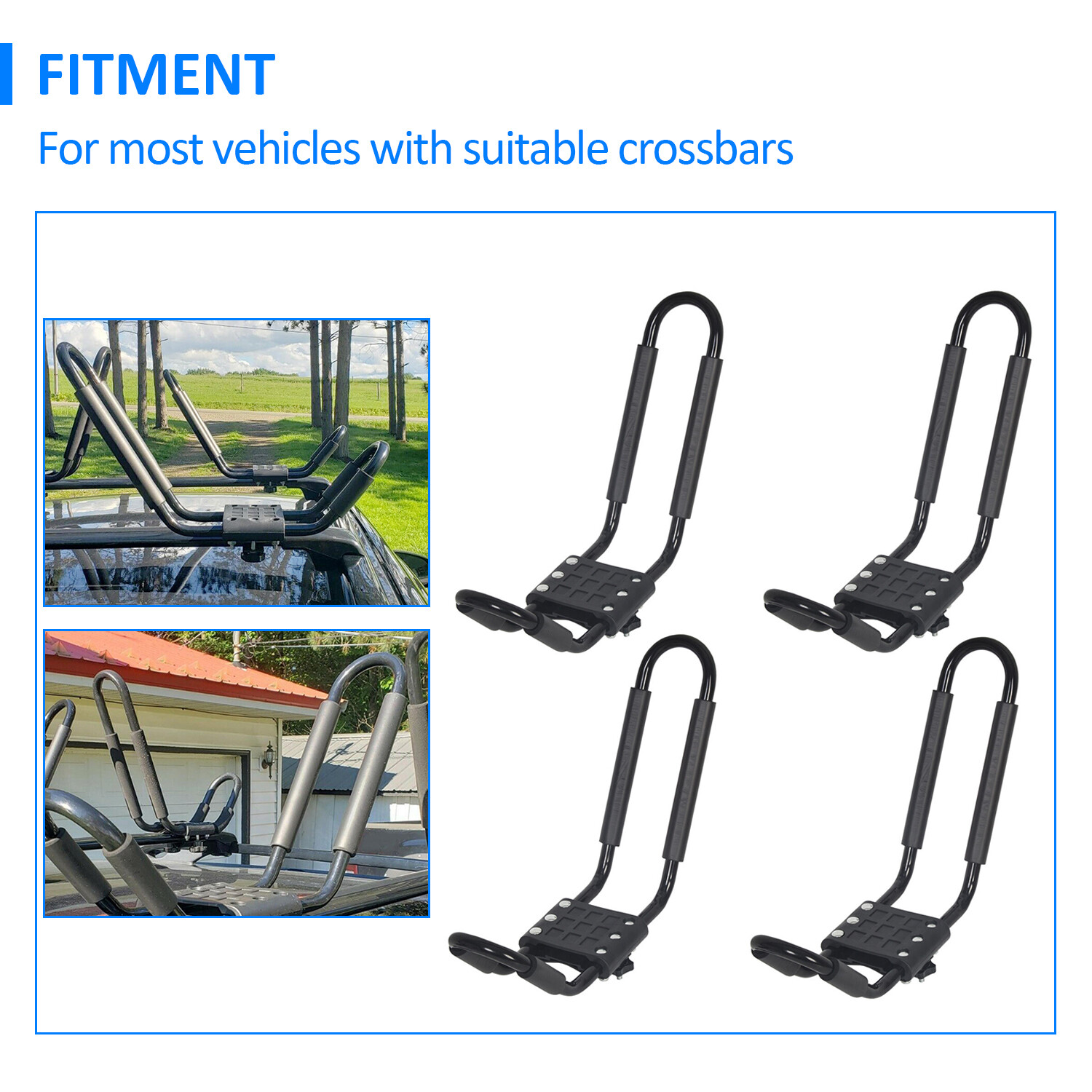 2 pairs Canoe Boat Kayak Roof Rack Car SUV Truck Top Mount Carrier J Cross Bar