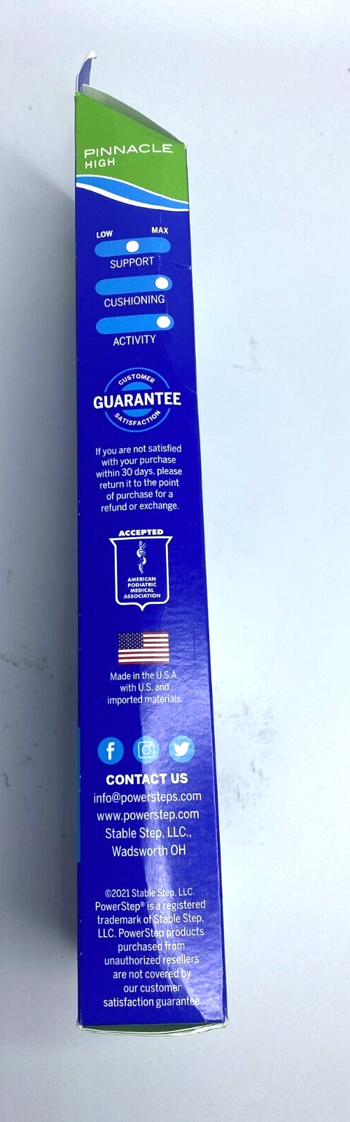 Powerstep Full Length Orthotics Arch Heel Support Insole PINNACLE HIGH Size - E