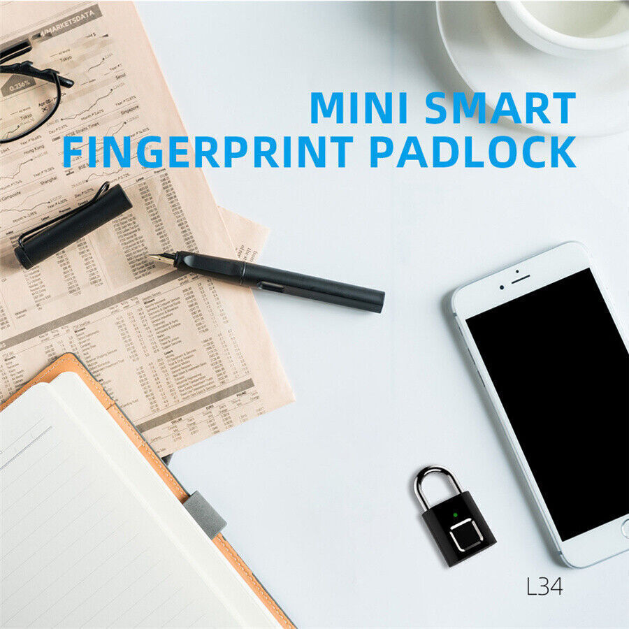 Smart Fingerprint Padlock Mini Security USB Rechargeable Keyless Lock Universal