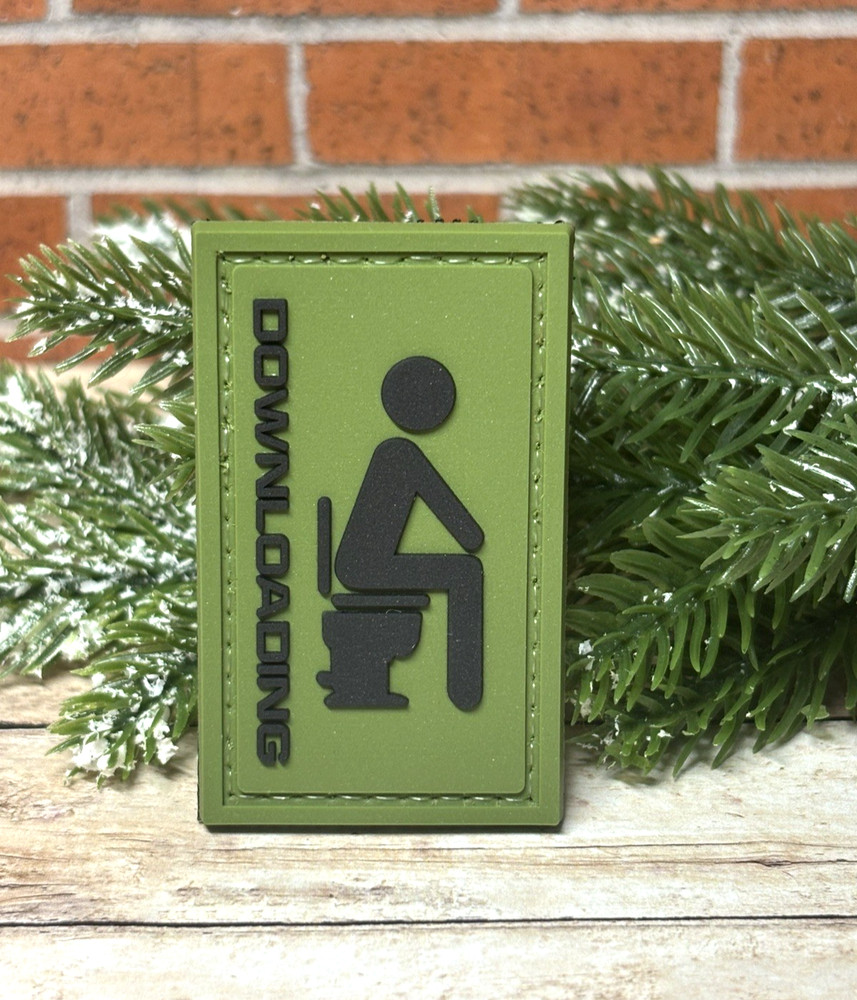PVC Tactical Patch - Green Downloading Patch - Morale Funny Meme Gun Patch