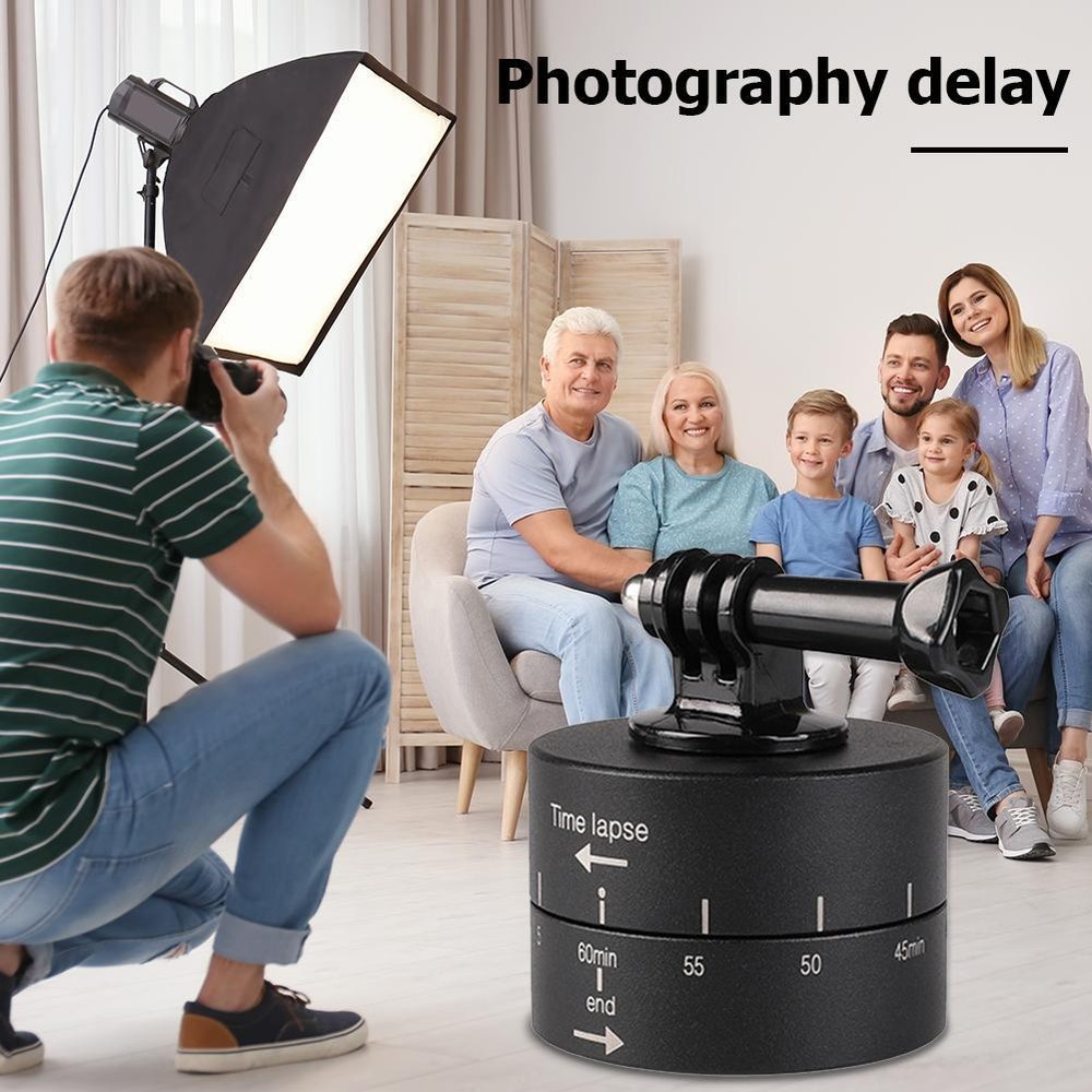 Panoramic Time Lapse Tripod Head Adapter Camera Mount 360 Timelapse Rotator Head