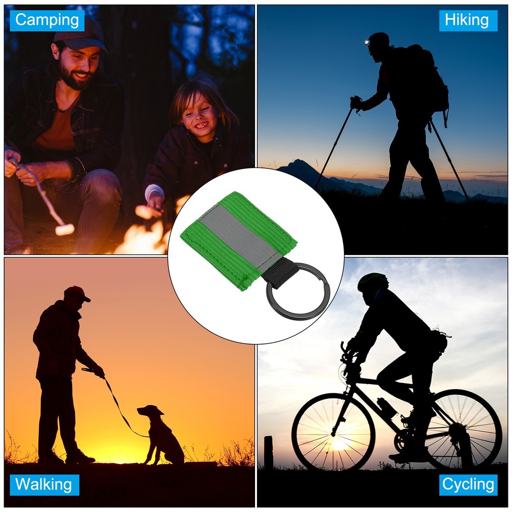 9 Pcs Reflective Keychain Tag, Reflective Zipper Pulls, Green