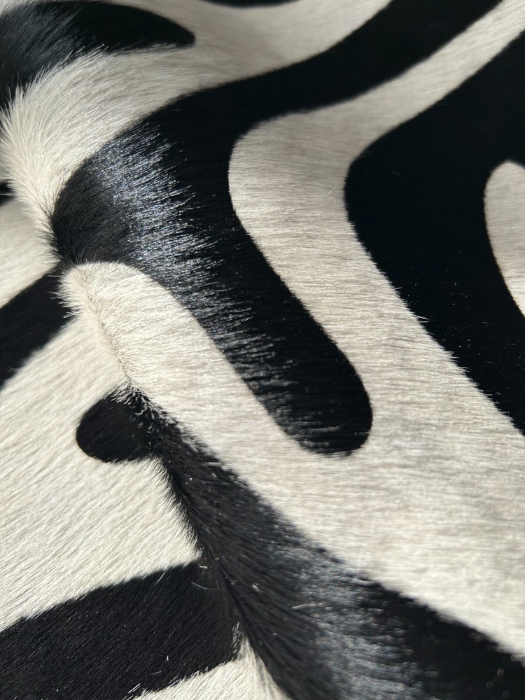 Zebra Print Cowhide Rug - Reverse Pattern / Beige Stripes/ Reverse Zebra Cowhide