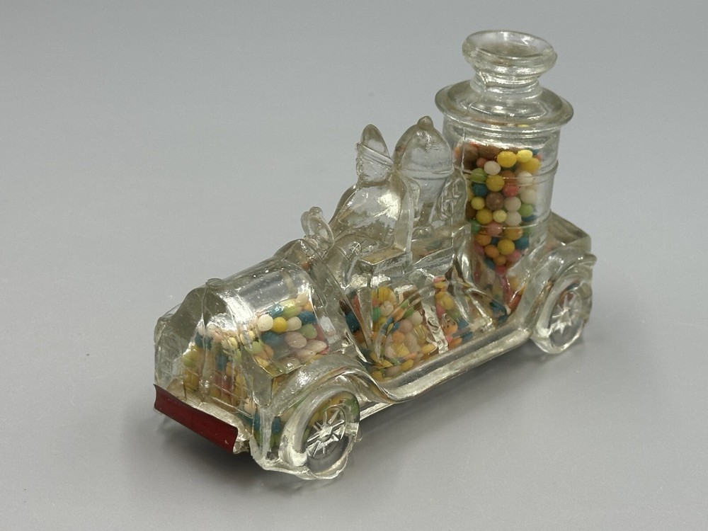 1920s FIRE ENGINE Large Boiler GLASS CANDY CONTAINER Antique A&E 220