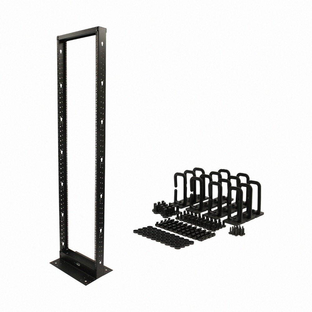 7ft Open Frame 19" 45U 2-Post Black IT Network Server Relay Rack 900lbs Capacity