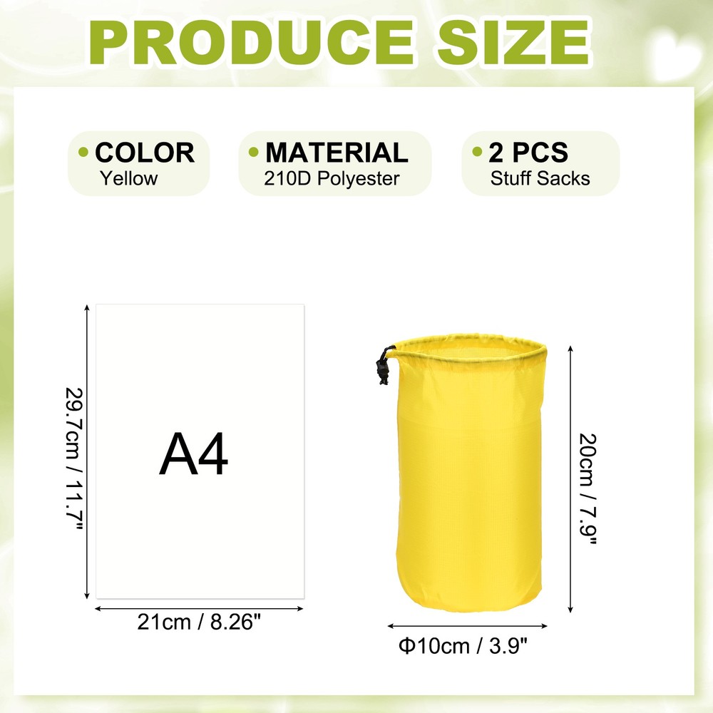 Drawstring Bag, Storage Bags, 4x8" & 2Pcs & Yellow