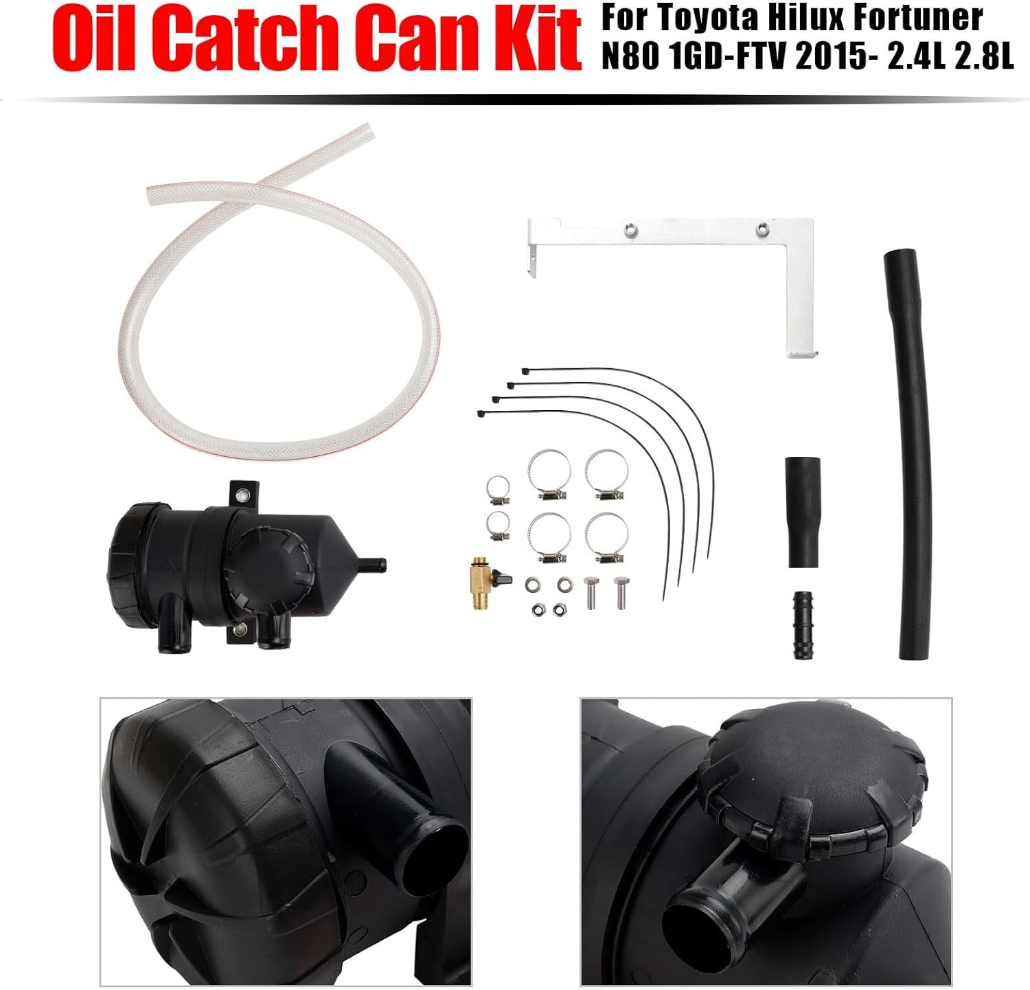 Oil Catch Can Kit Fits Toyota Hilux Fortuner 1GD-FTV 2015 2.4L 2.8L OS-PROV-12