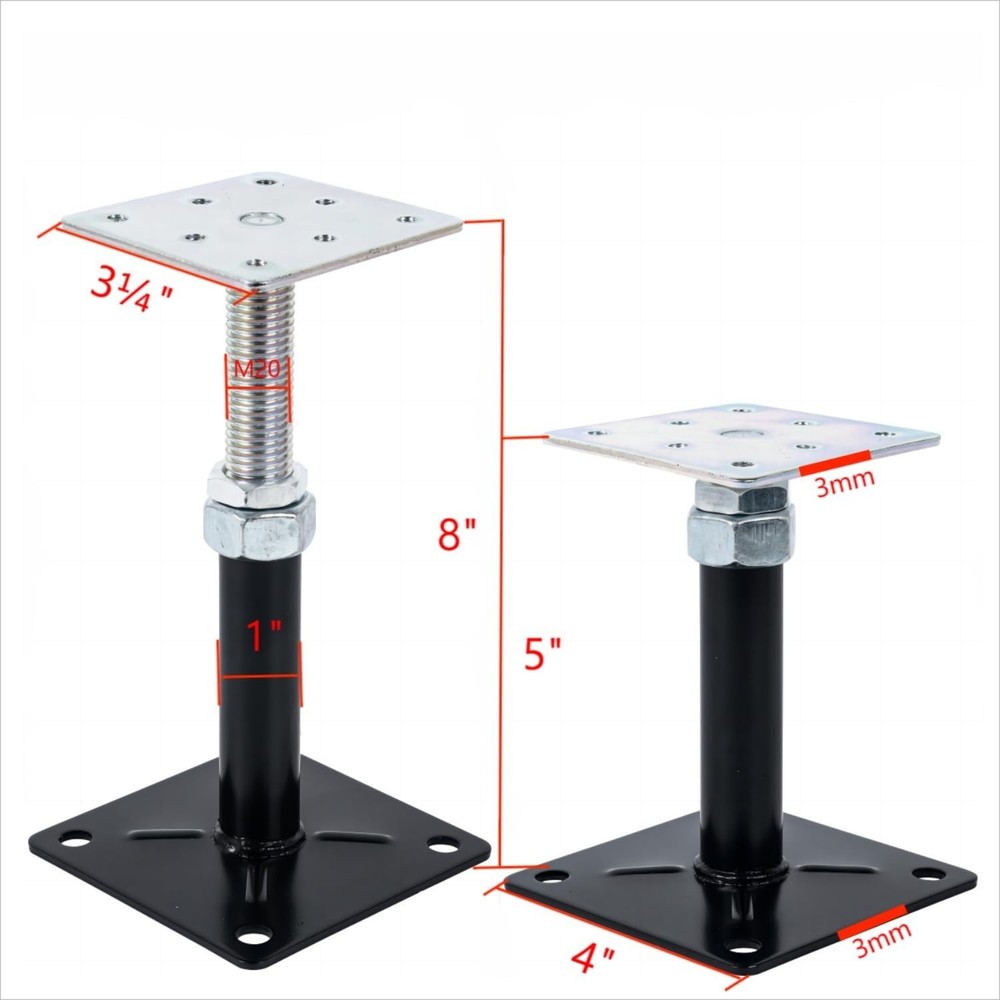 Adjustable Floor Support Jacks - 5000 lb Capacity, Easy to Install - 2-Pack