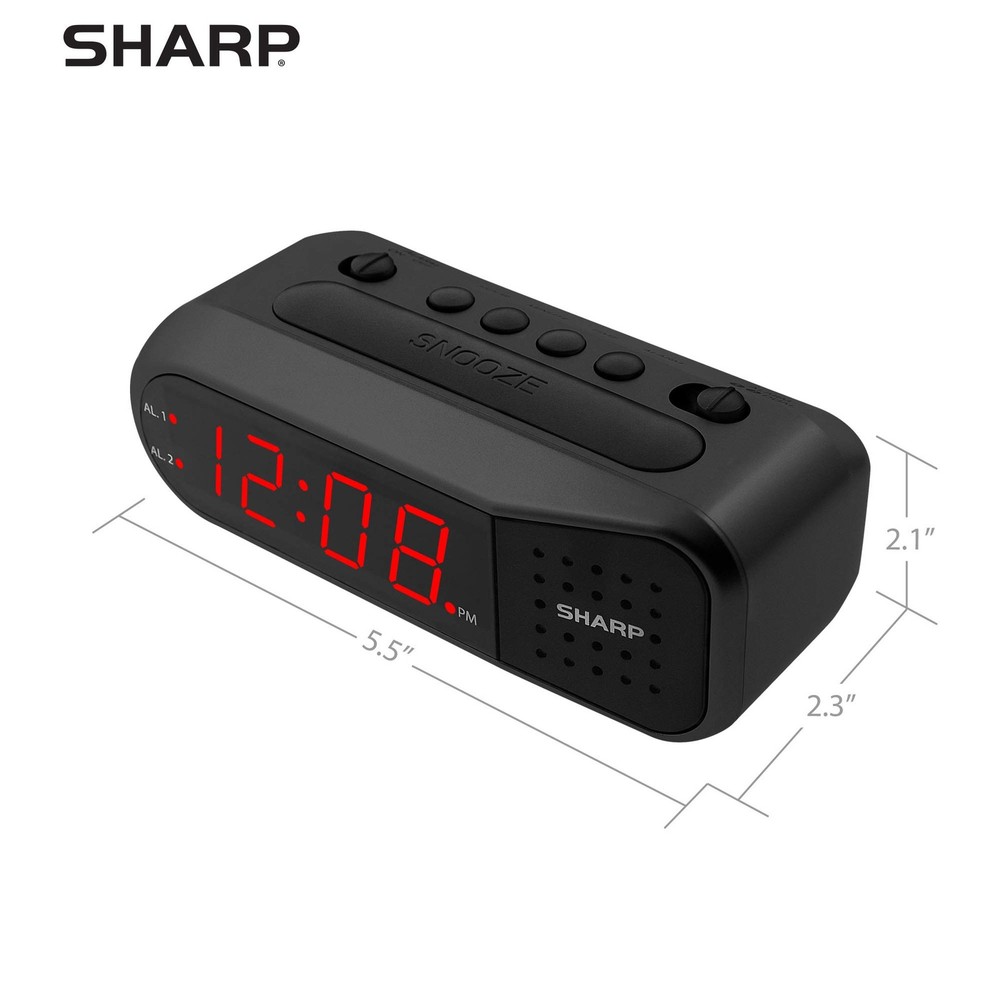 Sharp Easy-Set Digital Alarm Clock for Bedroom – Large Red LED Display, Ascen...