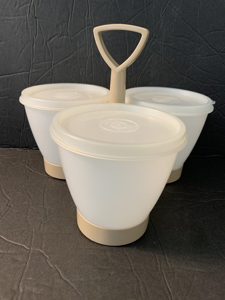 Vintage Tupperware Condiment Caddy Server Removable 3  Containers 733-20